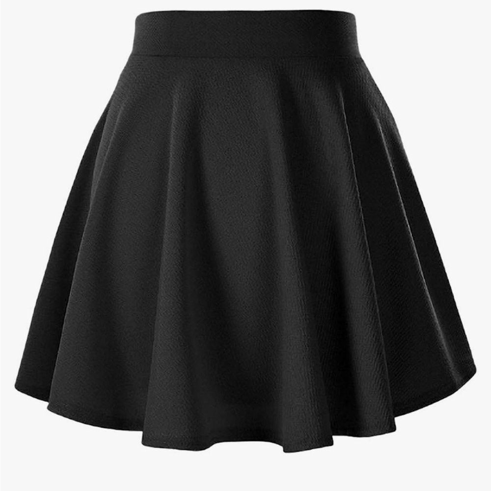 Casual Mini Stretch Waist Flared Plain Pleated Skater Skirt